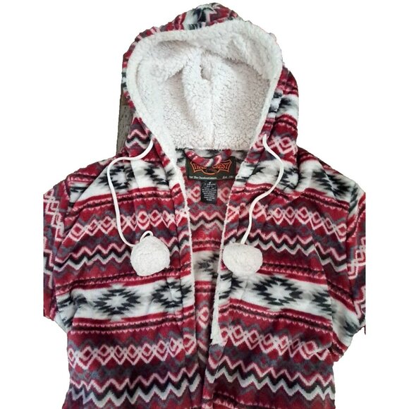 Trail Crest Robe Womens Fleece Full Length Hooded Belt Southwest Aztec Pockets M - Picture 2 of 8